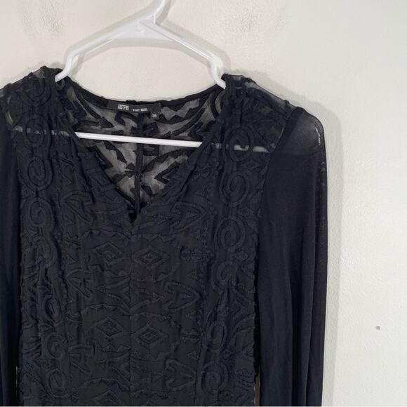 Rostfrei by Anett Rostel Blackk Geometric Embroidered Sheer Sleeve Midi Dress 6 - Picture 4 of 13